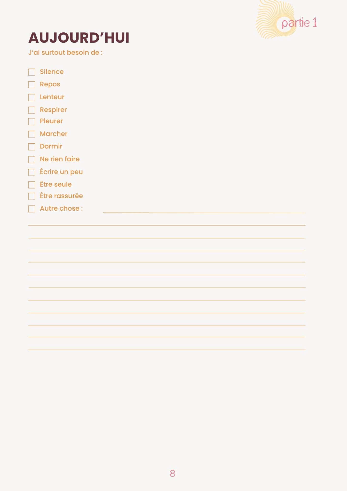 Page d'exemple du carnet Déposer