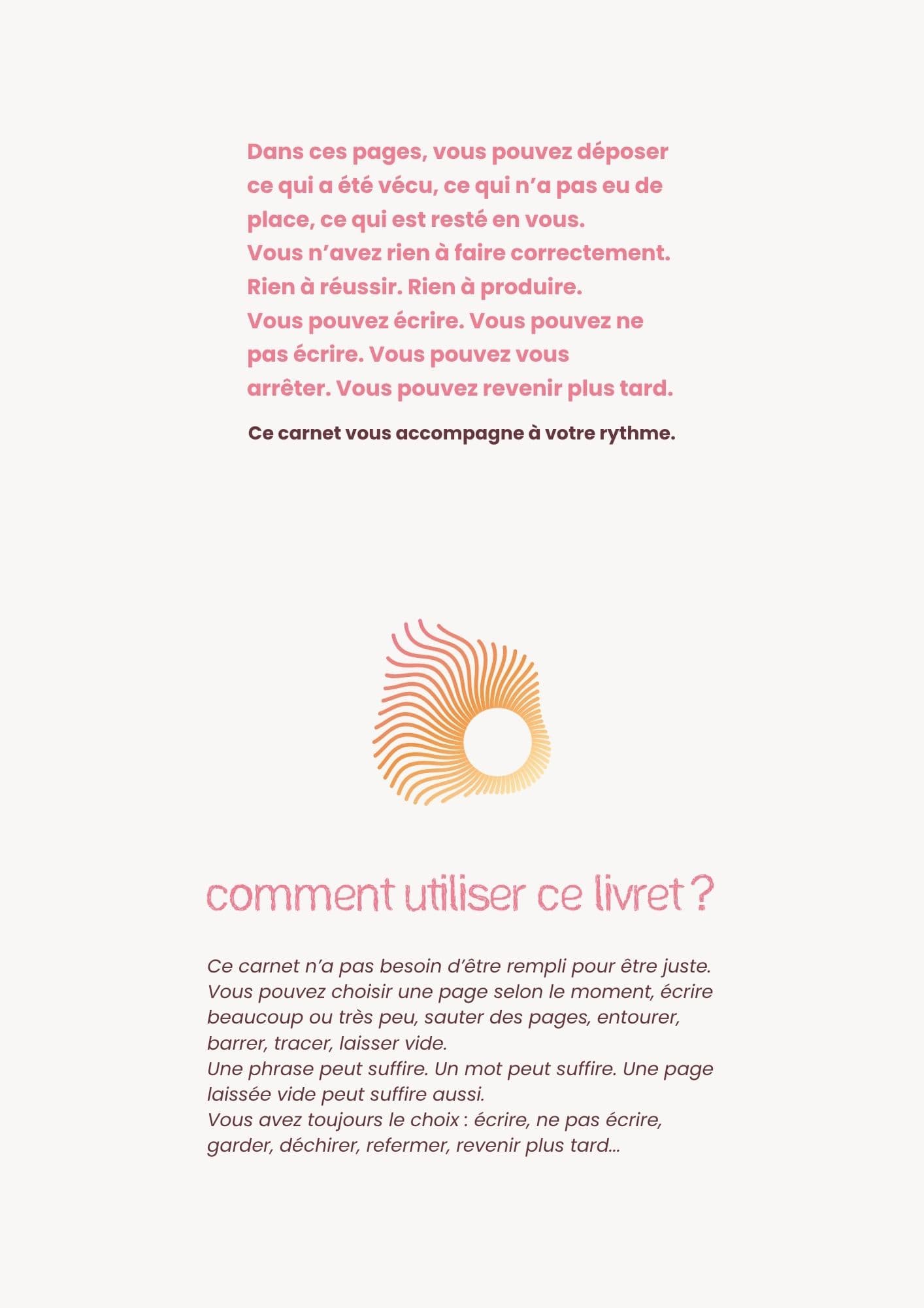 Page d'exemple du carnet Déposer
