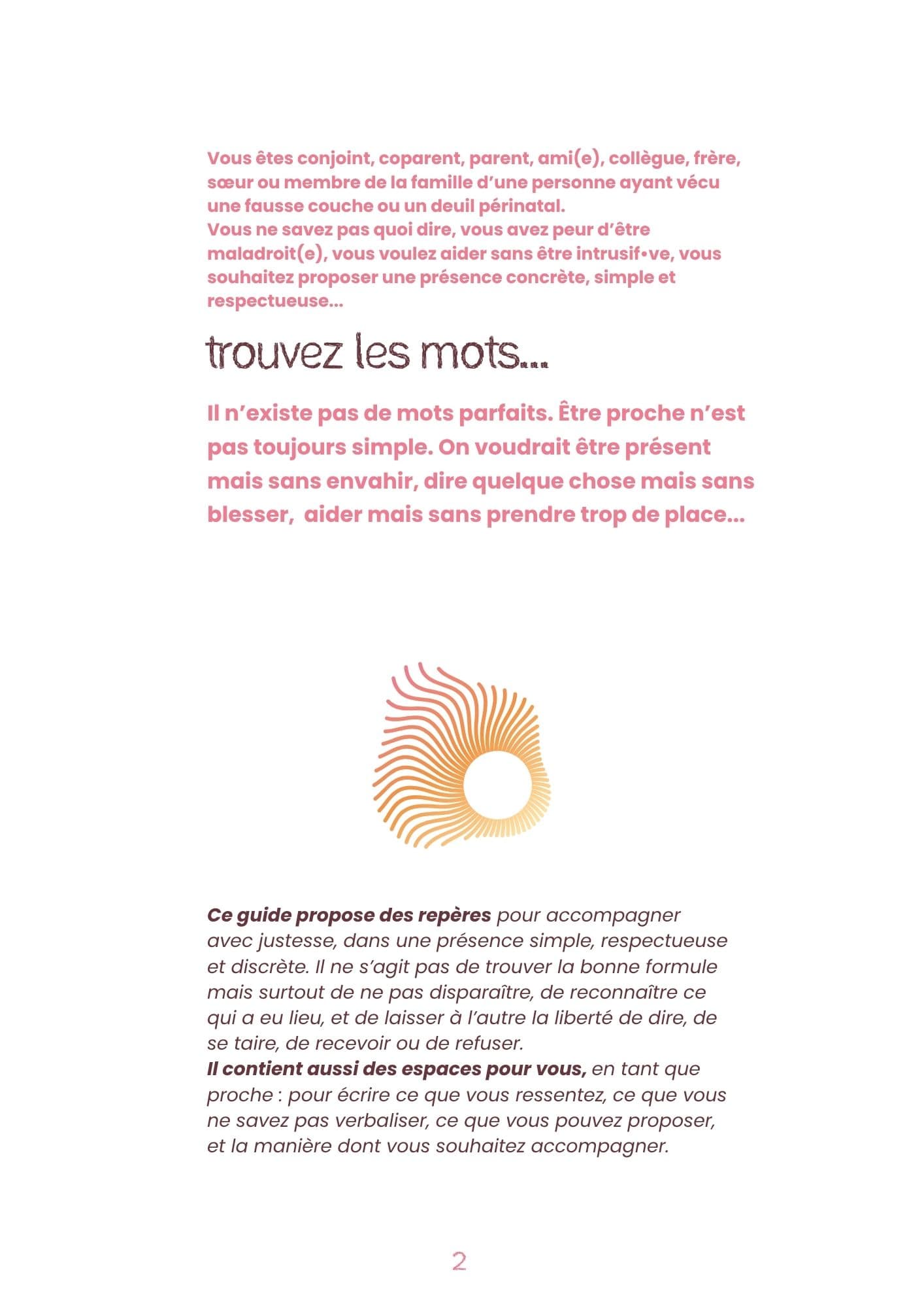 Page d'exemple du carnet Soutenir