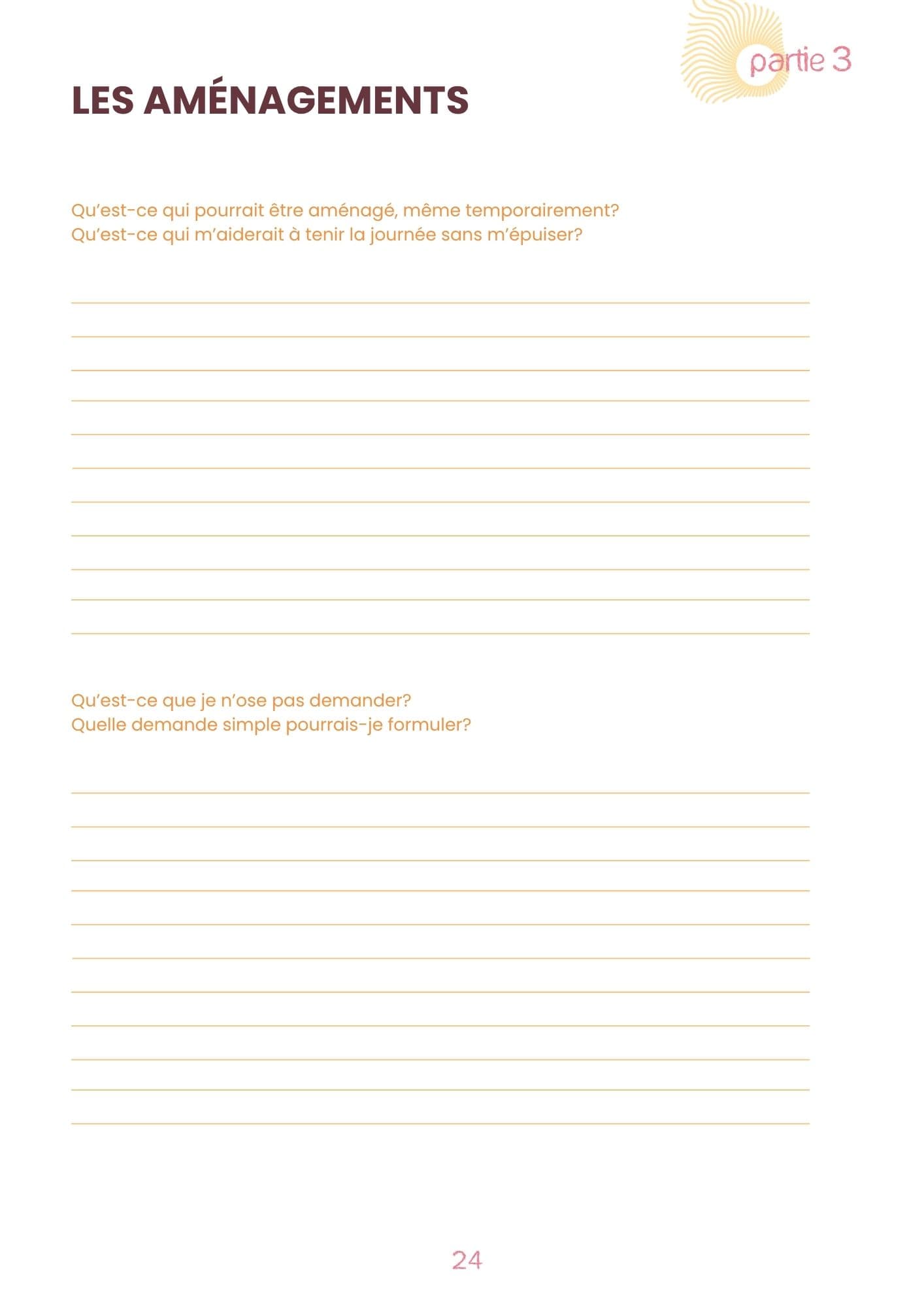 Page d'exemple du carnet Reprendre